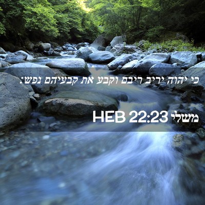 Picture 02 - משלי 22:23 HEB - כי יהוה יריב ריבם וקבע את - Bible Verse Picture