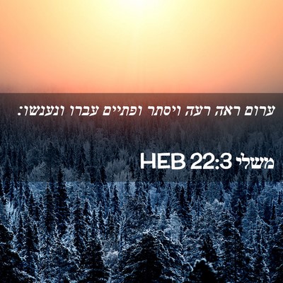 Picture 02 - משלי 22:3 HEB - ערום ראה רעה ויסתר ופתיים - Bible Verse Picture