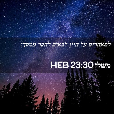 Picture 02 - משלי 23:30 HEB - למאחרים על היין לבאים לחקר - Bible Verse Picture