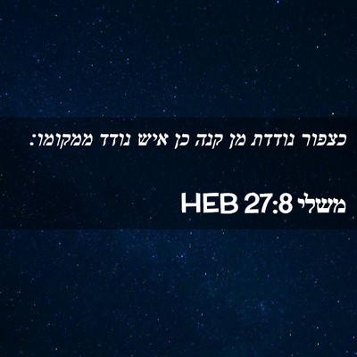 Picture 02 - משלי 27:8 HEB - כצפור נודדת מן קנה כן איש - Bible Verse Picture