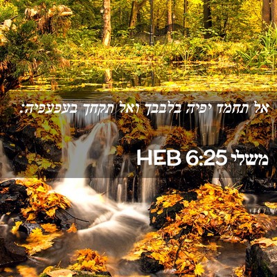 Picture 02 - משלי 6:25 HEB - אל תחמד יפיה בלבבך ואל תקחך - Bible Verse Picture