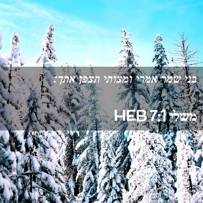 Picture 02 - משלי 7:1 HEB - בני שמר אמרי ומצותי תצפן - Bible Verse Picture
