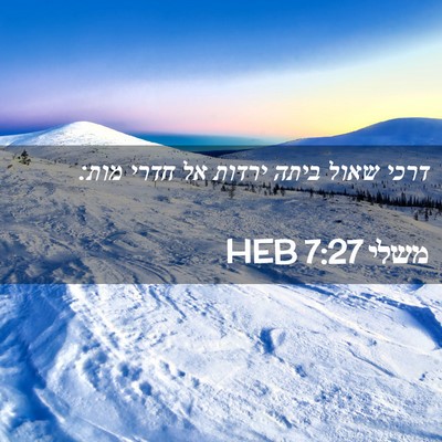 Picture 02 - משלי 7:27 HEB - דרכי שאול ביתה ירדות אל - Bible Verse Picture