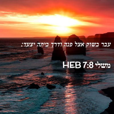 Picture 02 - משלי 7:8 HEB - עבר בשוק אצל פנה ודרך ביתה - Bible Verse Picture