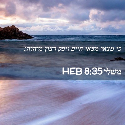 Picture 02 - משלי 8:35 HEB - כי מצאי מצאי חיים ויפק רצון - Bible Verse Picture