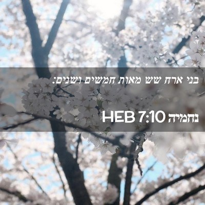 Picture 02 - נחמיה 7:10 HEB - בני ארח שש מאות חמשים - Bible Verse Picture