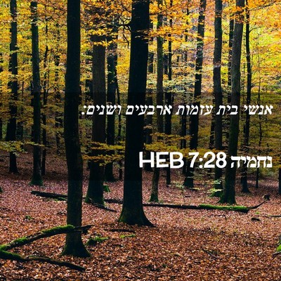 Picture 02 - נחמיה 7:28 HEB - אנשי בית עזמות ארבעים - Bible Verse Picture