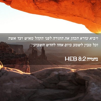 Picture 02 - נחמיה 8:2 HEB - ויביא עזרא הכהן את התורה - Bible Verse Picture