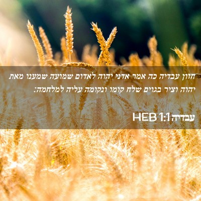 Picture 02 - עבדיה 1:1 HEB - חזון עבדיה כה אמר אדני יהוה - Bible Verse Picture