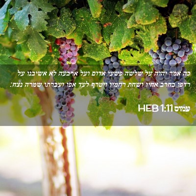 Picture 02 - עמוס 1:11 HEB - כה אמר יהוה על שלשה פשעי - Bible Verse Picture
