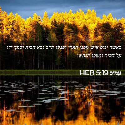 Picture 02 - עמוס 5:19 HEB - כאשר ינוס איש מפני הארי - Bible Verse Picture