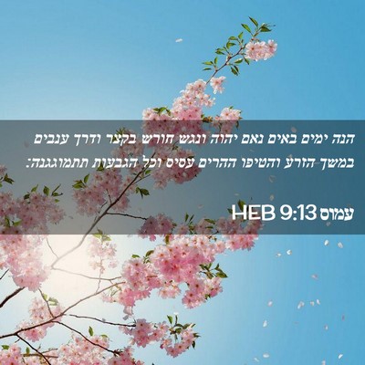 Picture 02 - עמוס 9:13 HEB - הנה ימים באים נאם יהוה ונגש - Bible Verse Picture