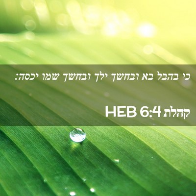 Picture 02 - קהלת 6:4 HEB - כי בהבל בא ובחשך ילך ובחשך - Bible Verse Picture