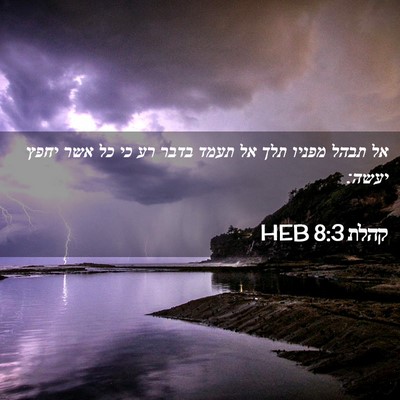 Picture 02 - קהלת 8:3 HEB - אל תבהל מפניו תלך אל תעמד - Bible Verse Picture