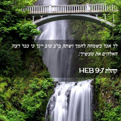 Picture 02 - קהלת 9:7 HEB - לך אכל בשמחה לחמך ושתה בלב - Bible Verse Picture