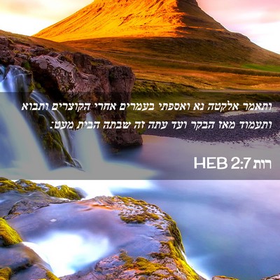 Picture 02 - רות 2:7 HEB - ותאמר אלקטה נא ואספתי - Bible Verse Picture