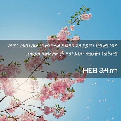 Picture 02 - רות 3:4 HEB - ויהי בשכבו וידעת את המקום - Bible Verse Picture