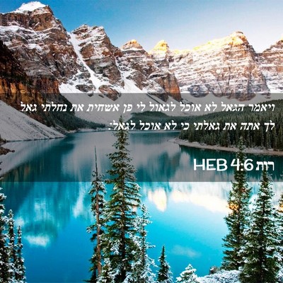 Picture 02 - רות 4:6 HEB - ויאמר הגאל לא אוכל לגאול לי - Bible Verse Picture