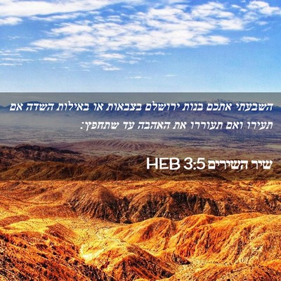 Picture 02 - שיר השירים 3:5 HEB - השבעתי אתכם בנות ירושלם - Bible Verse Picture