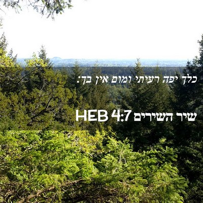 Picture 02 - שיר השירים 4:7 HEB - כלך יפה רעיתי ומום אין - Bible Verse Picture