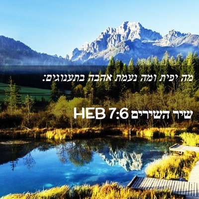 Picture 02 - שיר השירים 7:6 HEB - מה יפית ומה נעמת אהבה - Bible Verse Picture
