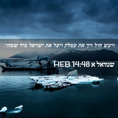 Picture 02 - שמואל א 14:48 HEB - ויעש חיל ויך את עמלק ויצל - Bible Verse Picture