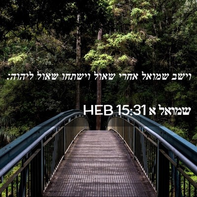 Picture 02 - שמואל א 15:31 HEB - וישב שמואל אחרי שאול - Bible Verse Picture