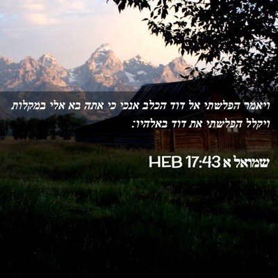 Picture 02 - שמואל א 17:43 HEB - ויאמר הפלשתי אל דוד הכלב - Bible Verse Picture