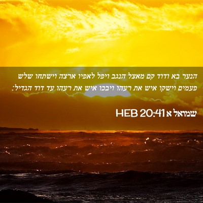Picture 02 - שמואל א 20:41 HEB - הנער בא ודוד קם מאצל הנגב - Bible Verse Picture