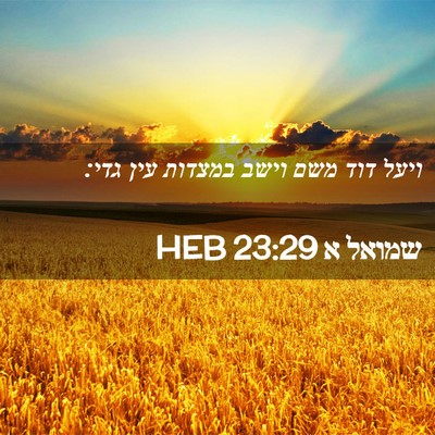 Picture 02 - שמואל א 23:29 HEB - ויעל דוד משם וישב במצדות - Bible Verse Picture