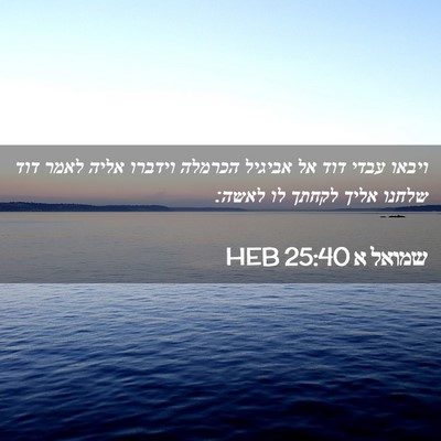 Picture 02 - שמואל א 25:40 HEB - ויבאו עבדי דוד אל אביגיל - Bible Verse Picture