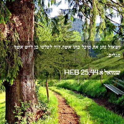 Picture 02 - שמואל א 25:44 HEB - ושאול נתן את מיכל בתו אשת - Bible Verse Picture
