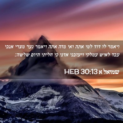 Picture 02 - שמואל א 30:13 HEB - ויאמר לו דוד למי אתה ואי - Bible Verse Picture