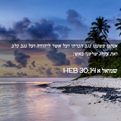 Picture 02 - שמואל א 30:14 HEB - אנחנו פשטנו נגב הכרתי ועל - Bible Verse Picture