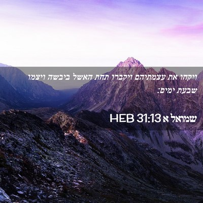 Picture 02 - שמואל א 31:13 HEB - ויקחו את עצמתיהם ויקברו - Bible Verse Picture