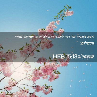 Picture 02 - שמואל ב 15:13 HEB - ויבא המגיד אל דוד לאמר היה - Bible Verse Picture