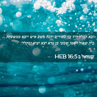 Picture 02 - שמואל ב 16:5 HEB - ובא המלך דוד עד בחורים והנה - Bible Verse Picture