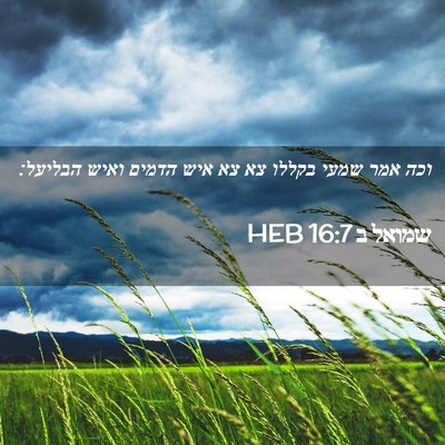 Picture 02 - שמואל ב 16:7 HEB - וכה אמר שמעי בקללו צא צא - Bible Verse Picture