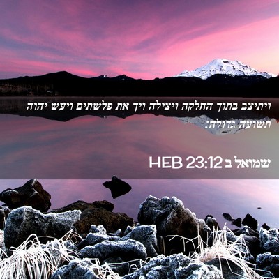 Picture 02 - שמואל ב 23:12 HEB - ויתיצב בתוך החלקה ויצילה - Bible Verse Picture