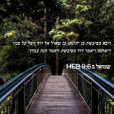 Picture 02 - שמואל ב 9:6 HEB - ויבא מפיבשת בן יהונתן בן - Bible Verse Picture