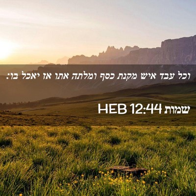 Picture 02 - שמות 12:44 HEB - וכל עבד איש מקנת כסף ומלתה - Bible Verse Picture