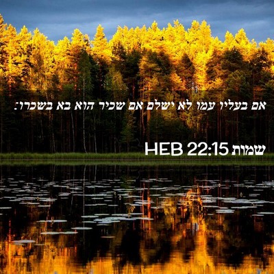 Picture 02 - שמות 22:15 HEB - אם בעליו עמו לא ישלם אם - Bible Verse Picture