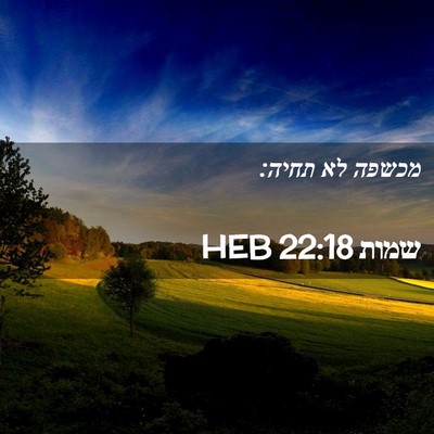 Picture 02 - שמות 22:18 HEB - מכשפה לא - Bible Verse Picture