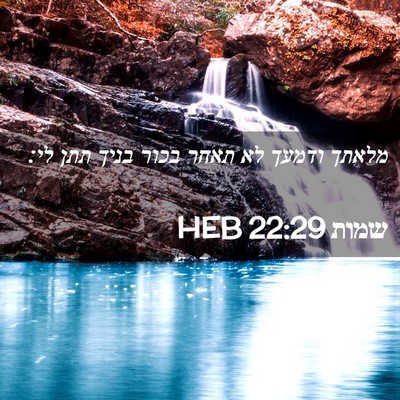 Picture 02 - שמות 22:29 HEB - מלאתך ודמעך לא תאחר בכור - Bible Verse Picture