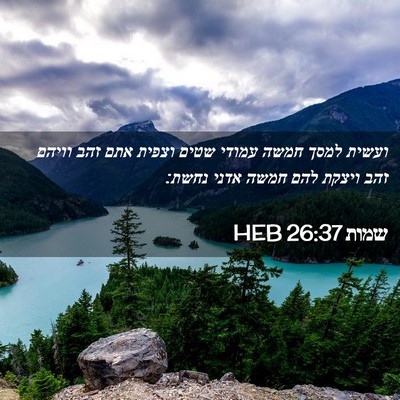 Picture 02 - שמות 26:37 HEB - ועשית למסך חמשה עמודי שטים - Bible Verse Picture
