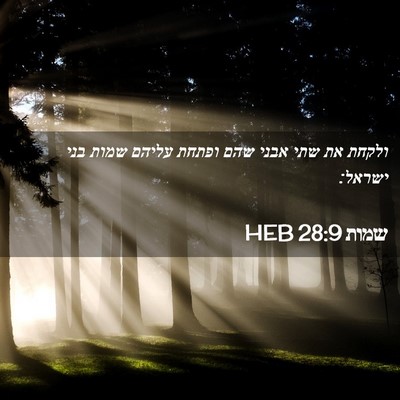 Picture 02 - שמות 28:9 HEB - ולקחת את שתי אבני שהם ופתחת - Bible Verse Picture