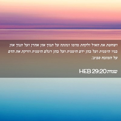 Picture 02 - שמות 29:20 HEB - ושחטת את האיל ולקחת מדמו - Bible Verse Picture