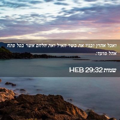 Picture 02 - שמות 29:32 HEB - ואכל אהרן ובניו את בשר האיל - Bible Verse Picture