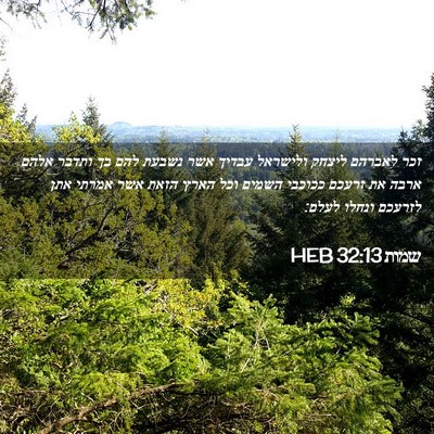 Picture 02 - שמות 32:13 HEB - זכר לאברהם ליצחק ולישראל - Bible Verse Picture