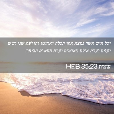 Picture 02 - שמות 35:23 HEB - וכל איש אשר נמצא אתו תכלת - Bible Verse Picture